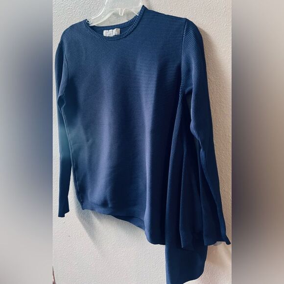 DEREK LAM BLUE ASYMMETRICAL KNIT PULLOVER WOMENS SIZE XS - Picture 4 of 8